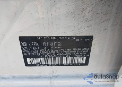 2018 Subaru Impreza 2.0I from USA, damaged, VIN 4S3GTAA65J3724586